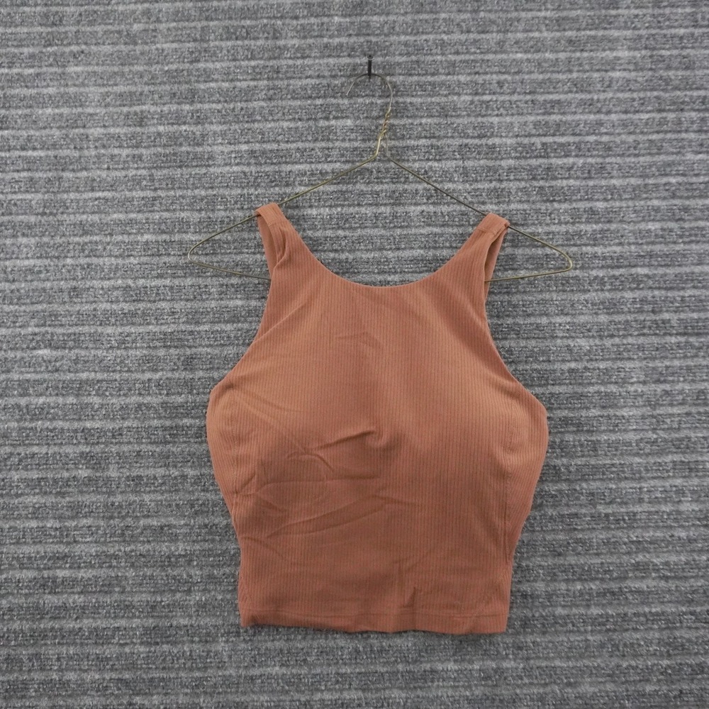 Lululemon Ebb to Street Tank Top Women 6 Brown Ribbed High Neck Cropped
